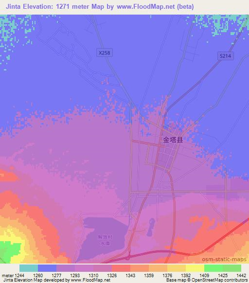 Jinta,China Elevation Map