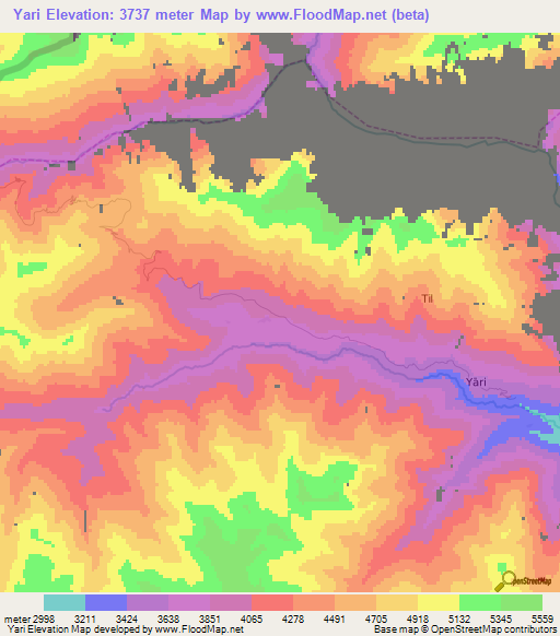 Yari,Nepal Elevation Map