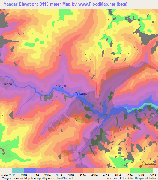 Yangar,Nepal Elevation Map