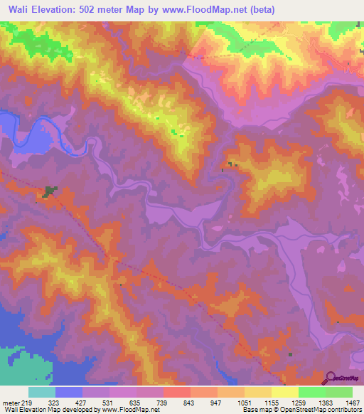 Elevation of Wali,Nepal Elevation Map, Topography, Contour