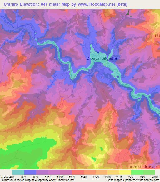 Umraro,Nepal Elevation Map