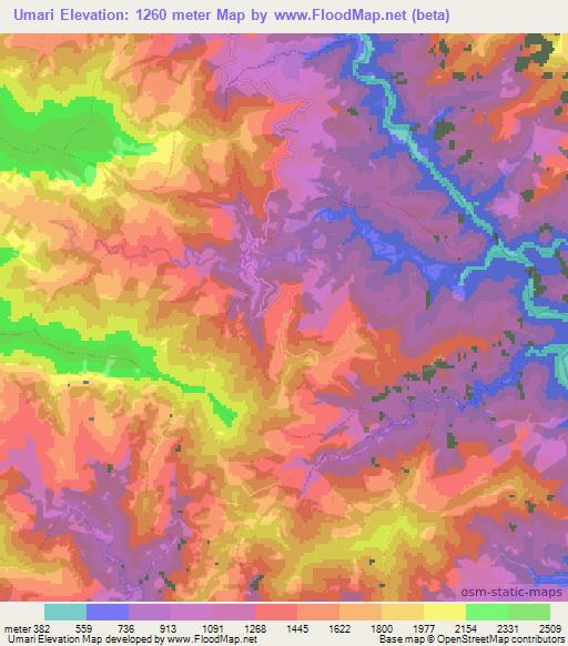 Umari,Nepal Elevation Map