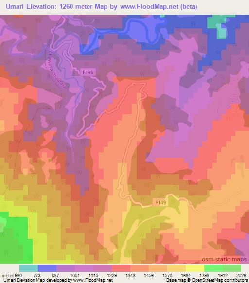 Umari,Nepal Elevation Map