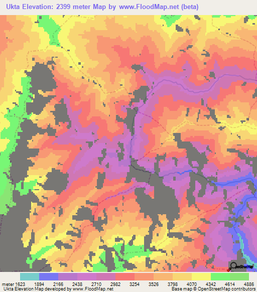 Ukta,Nepal Elevation Map