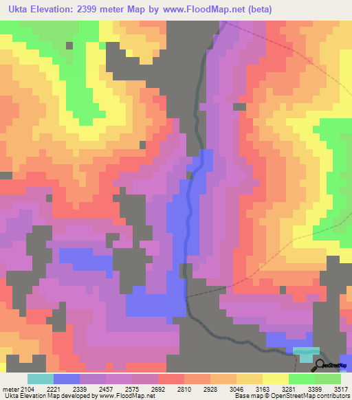 Ukta,Nepal Elevation Map