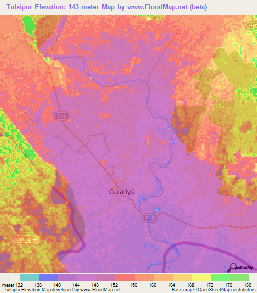 Tulsipur,Nepal Elevation Map