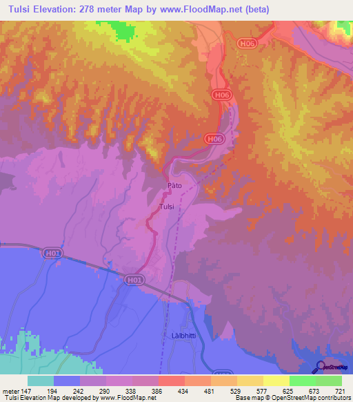 Tulsi,Nepal Elevation Map