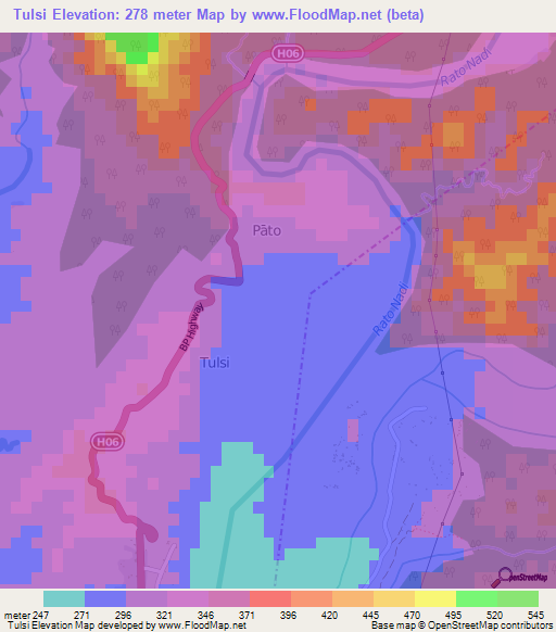 Tulsi,Nepal Elevation Map