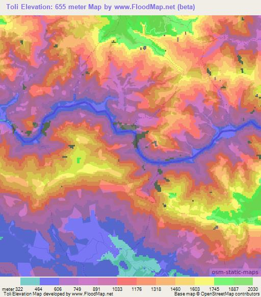 Toli,Nepal Elevation Map