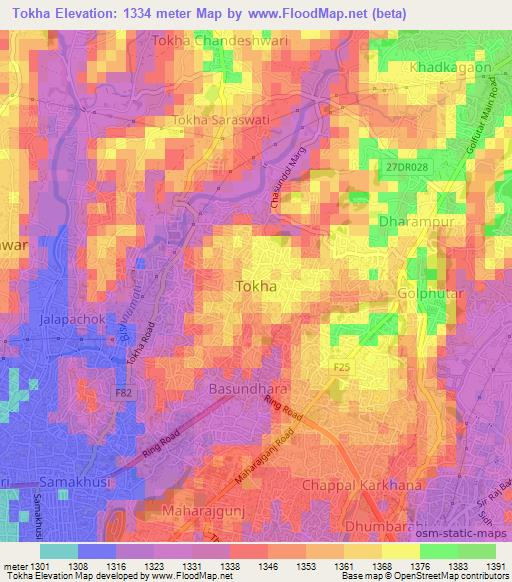 Tokha,Nepal Elevation Map