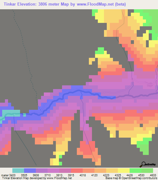 Tinkar,Nepal Elevation Map