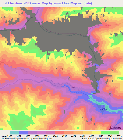 Til,Nepal Elevation Map