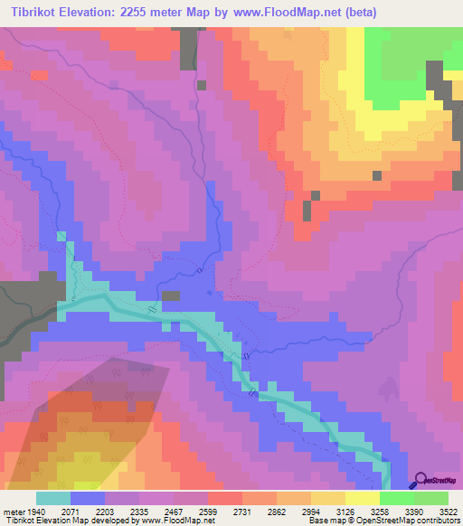 Tibrikot,Nepal Elevation Map