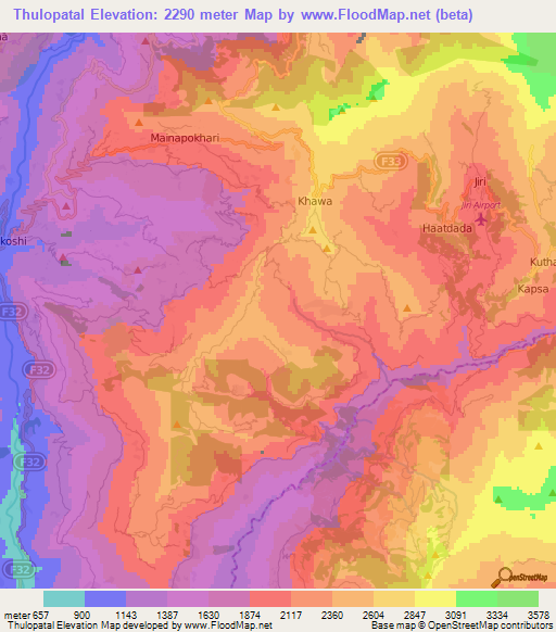 Thulopatal,Nepal Elevation Map