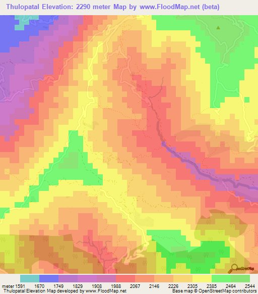 Thulopatal,Nepal Elevation Map