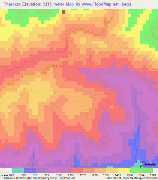 Tharakot,Nepal Elevation Map