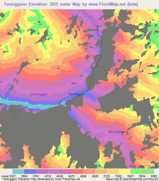 Tarenggaon,Nepal Elevation Map