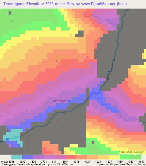 Tarenggaon,Nepal Elevation Map