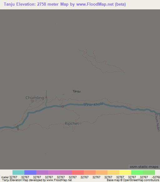 Tanju,Nepal Elevation Map