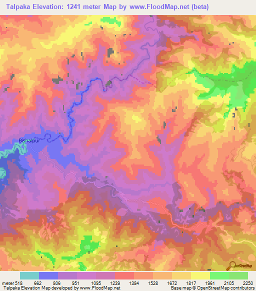 Talpaka,Nepal Elevation Map