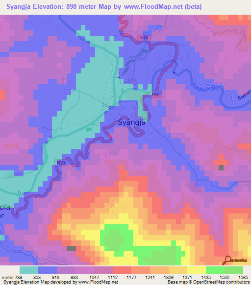 Syangja,Nepal Elevation Map