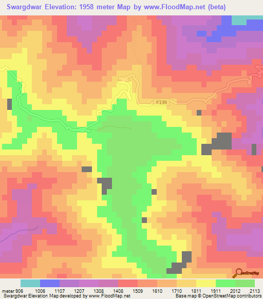 Swargdwar,Nepal Elevation Map