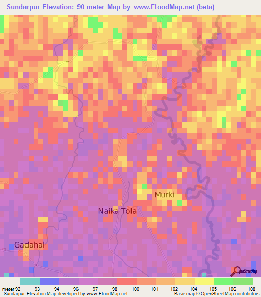 Sundarpur,Nepal Elevation Map