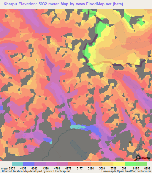 Kharpu,Nepal Elevation Map