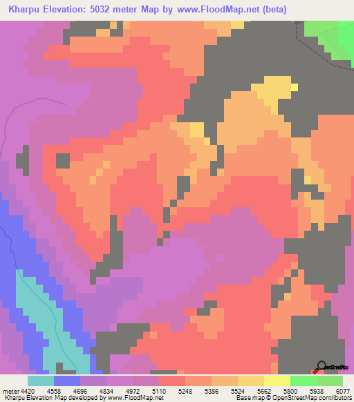 Kharpu,Nepal Elevation Map