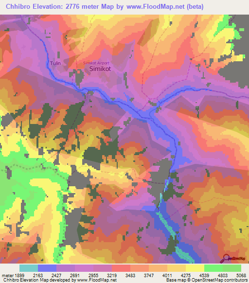 Chhibro,Nepal Elevation Map