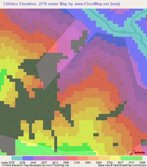 Chhibro,Nepal Elevation Map