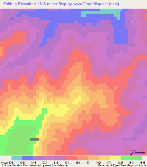 Zokhua,Myanmar Elevation Map