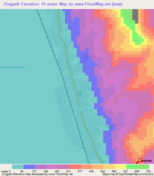 Zingyaik,Myanmar Elevation Map