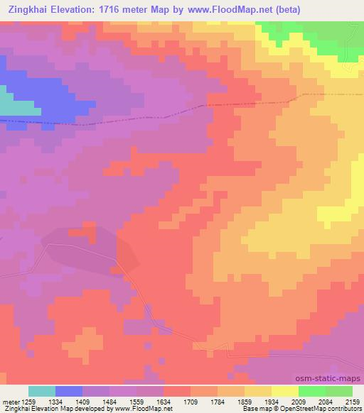 Zingkhai,Myanmar Elevation Map