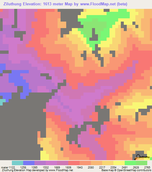 Ziluthung,Myanmar Elevation Map