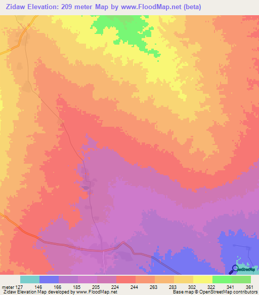 Zidaw,Myanmar Elevation Map