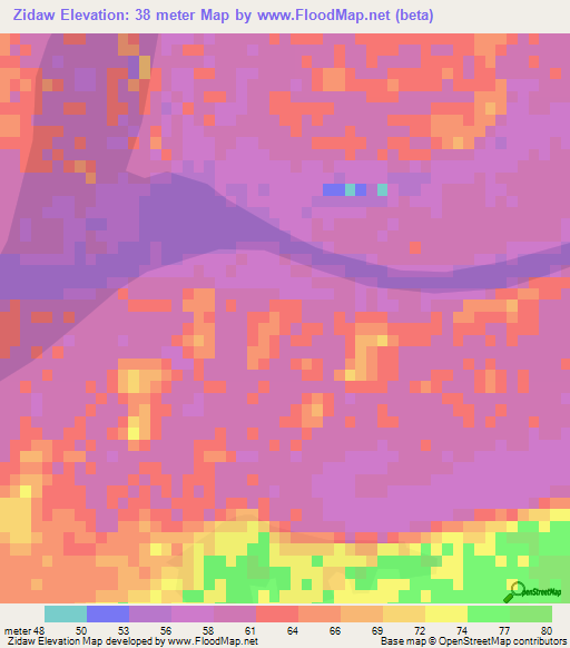 Zidaw,Myanmar Elevation Map