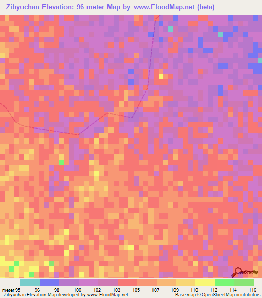 Zibyuchan,Myanmar Elevation Map