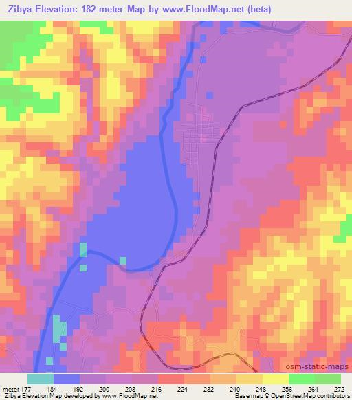 Zibya,Myanmar Elevation Map