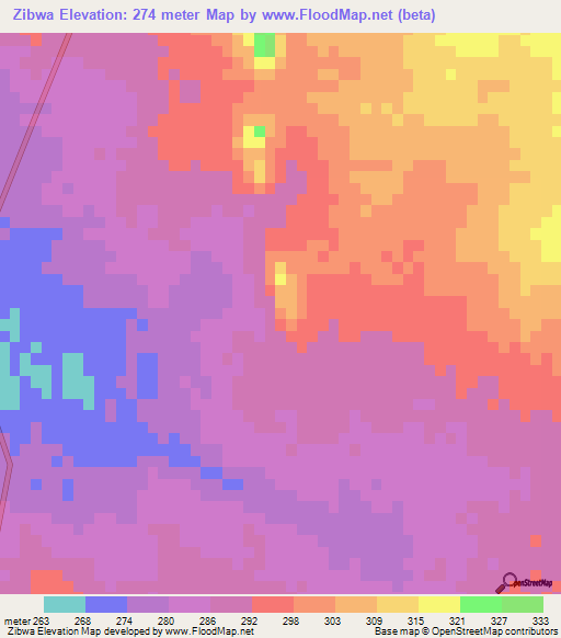 Zibwa,Myanmar Elevation Map