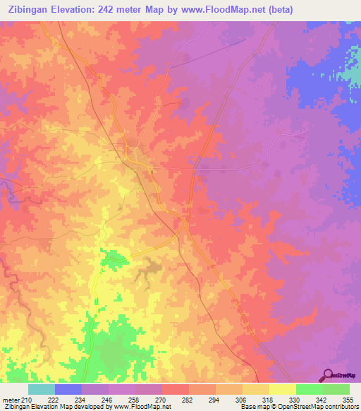 Zibingan,Myanmar Elevation Map