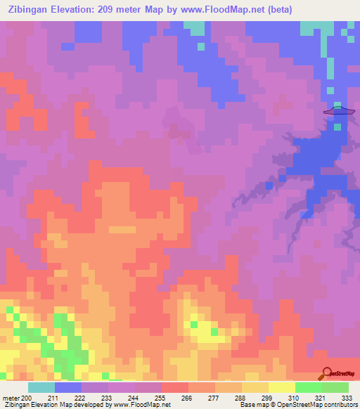 Zibingan,Myanmar Elevation Map