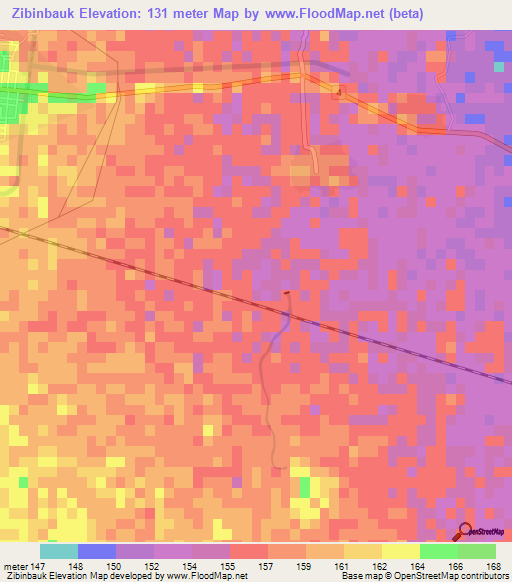 Zibinbauk,Myanmar Elevation Map