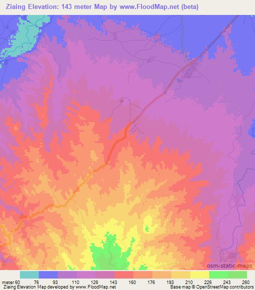 Ziaing,Myanmar Elevation Map