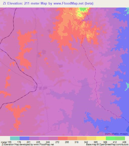 Zi,Myanmar Elevation Map