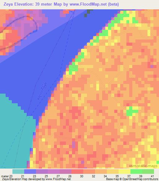 Zeya,Myanmar Elevation Map