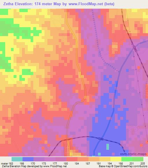 Zetha,Myanmar Elevation Map