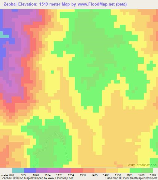 Zephai,Myanmar Elevation Map