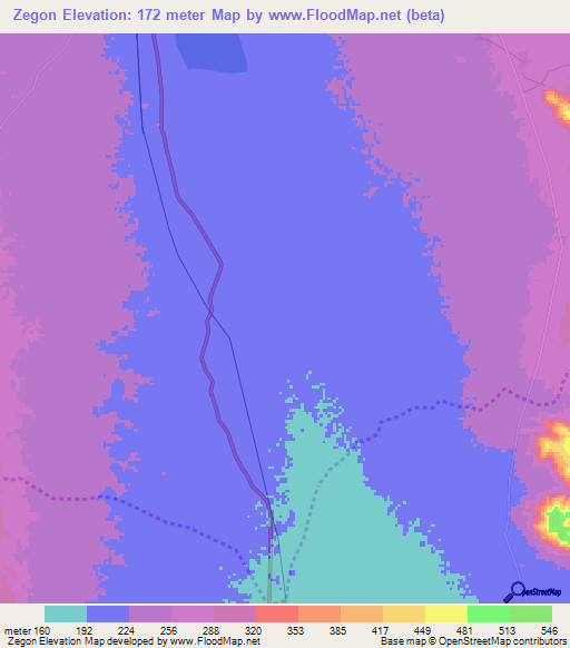 Zegon,Myanmar Elevation Map