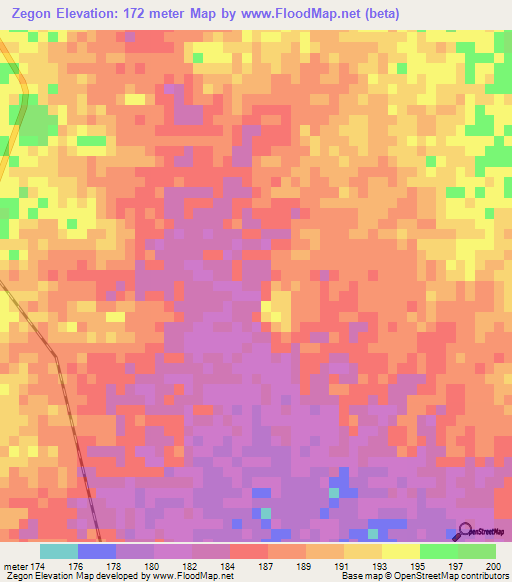 Zegon,Myanmar Elevation Map